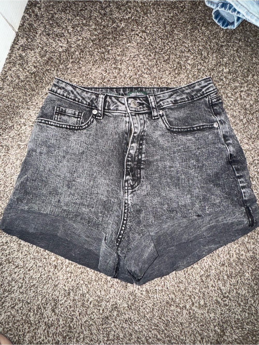 wild fable Black Acid Wash High-Rise Denim Shorts